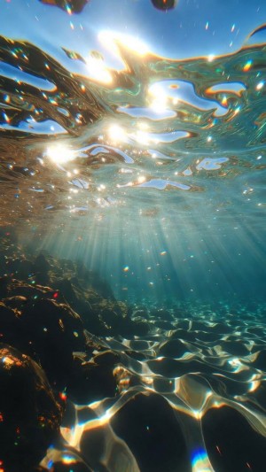 Crystal Depths: Sunlit Ocean Ripples