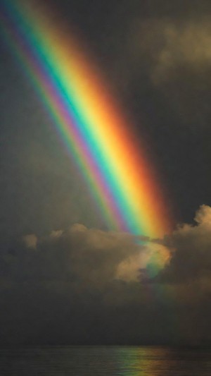 Radiant Arc: The Sparkling Rainbow Over Calm Waters